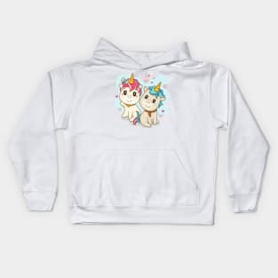 Cute unicorn couple Kids Hoodie